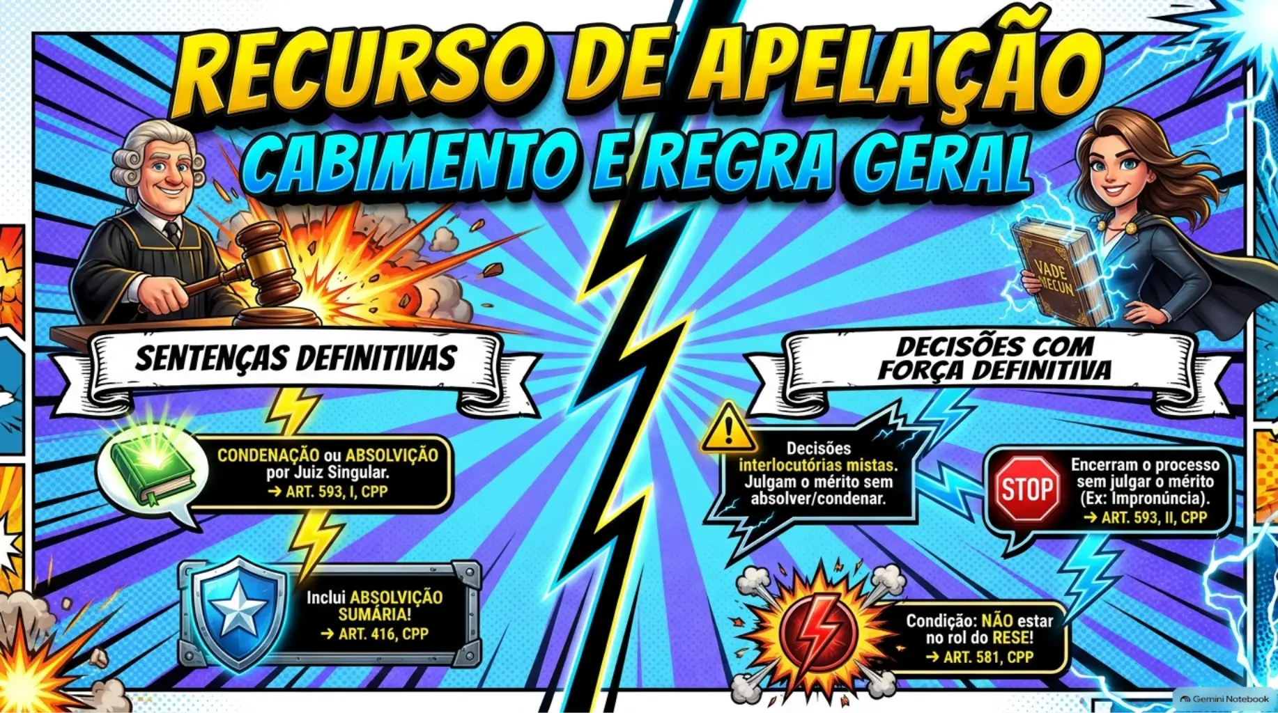 Mapa mental sobre recurso de apelação — cabimento e regra geral